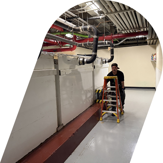 Large commercial grease interceptor cleaning service for restaurant kitchen system