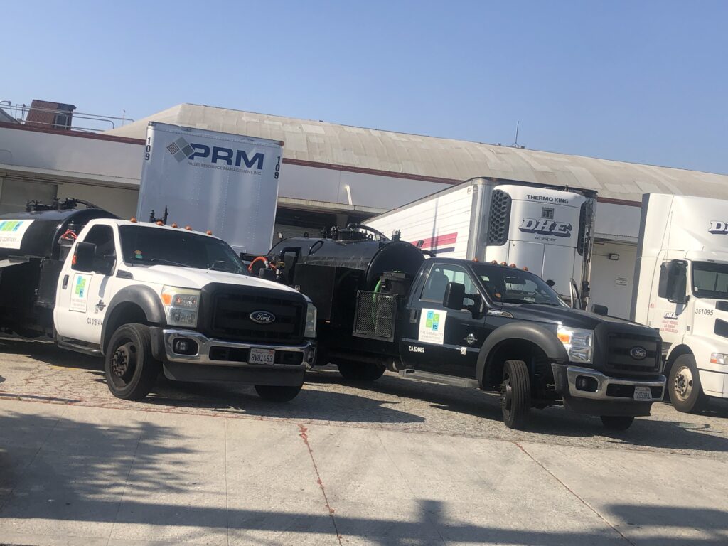 Grease trap service trucks from Orange County Grease Co ready for baffle repair and maintenance services