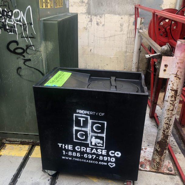 Grease trap installed in a commercial kitchen for managing fats oils and grease